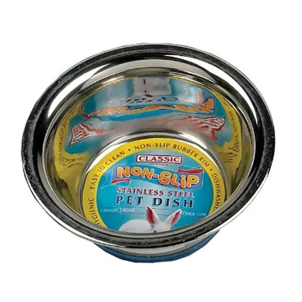Super Prem stainless steel non slip dog bowl 240ml 115mm diameter
