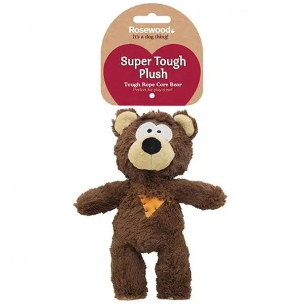 Super tough rope core bear dog toy 26cm plush durable chew toy
