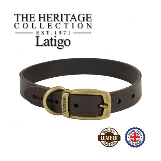 Latigo Leather Dog Collar Havana 20-26cm Size 1