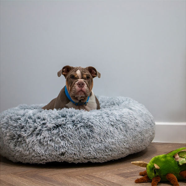 Ancol donut dog bed super plush slate grey 50 70 100cm
