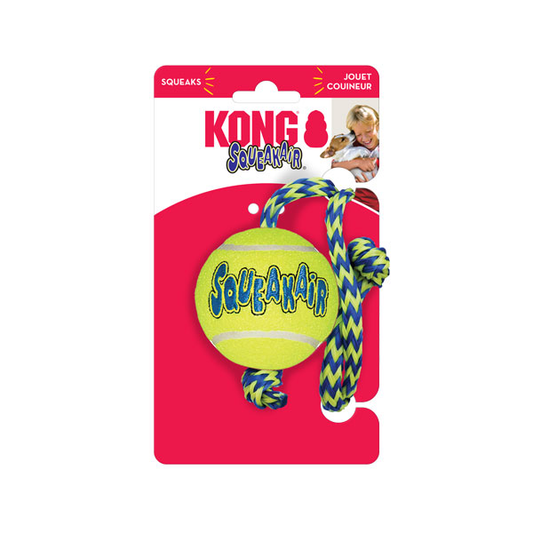 kong Airdog Squeaker Ball Dog Toy With Rope