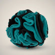 Handmade snuffle ball in teal and black fleece, enrichment toy for dogs and cats, UK made