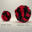 Handmade snuffle ball in red and black fleece, small 12cm and medium 15cm, dog enrichment toy, UK made