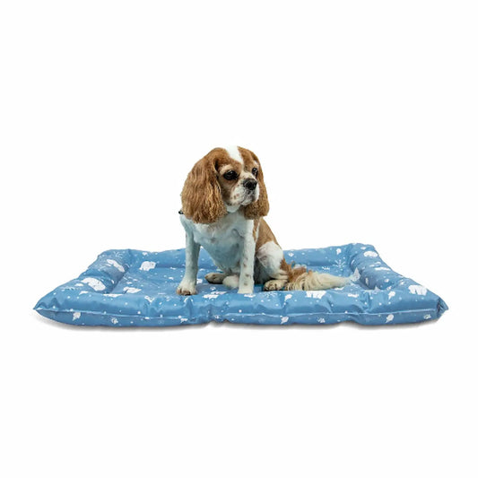 Ancol Ice Paws Cooling Bed Small 56cm x 66cm - blue and white pattern