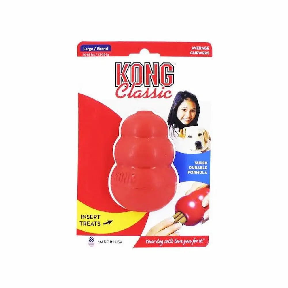KONG Classic Dog Toy Large red durable rubber chew toy packaging UK
