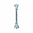 Handmade baby blue and navy woven fleece dog tug toy 