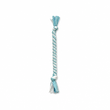 Handmade baby blue and white woven fleece dog tug toy 