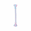 Handmade baby pink and baby blue woven fleece dog tug toy 