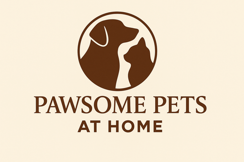 Elegant logo for Pawsome Pets At Home with brown color scheme