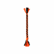 Handmade fluorescent orange and black woven fleece dog tug toy 