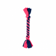 Handmade fluorescent pink and black woven fleece dog tug toy