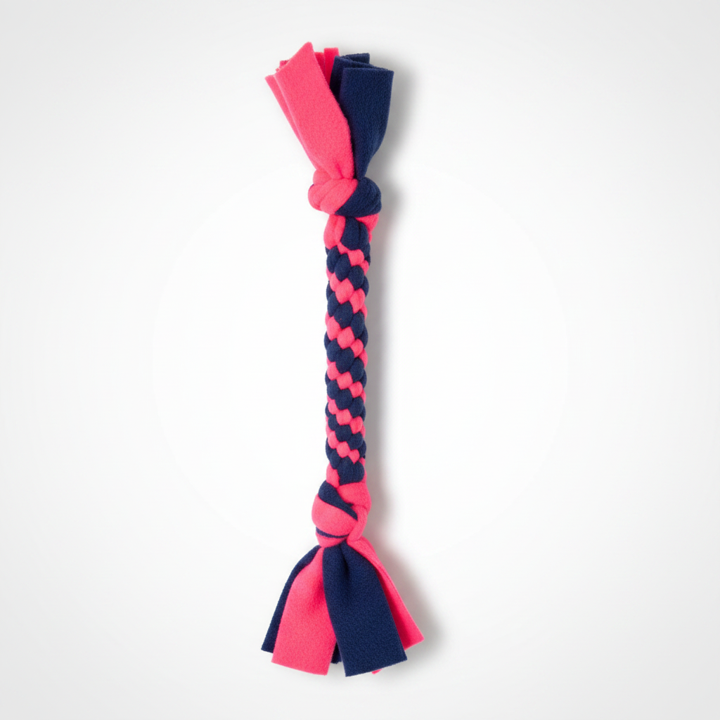 Neon pink and navy dog tug toy