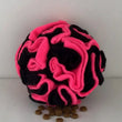 Handmade snuffle ball flo pink and black with dog treats