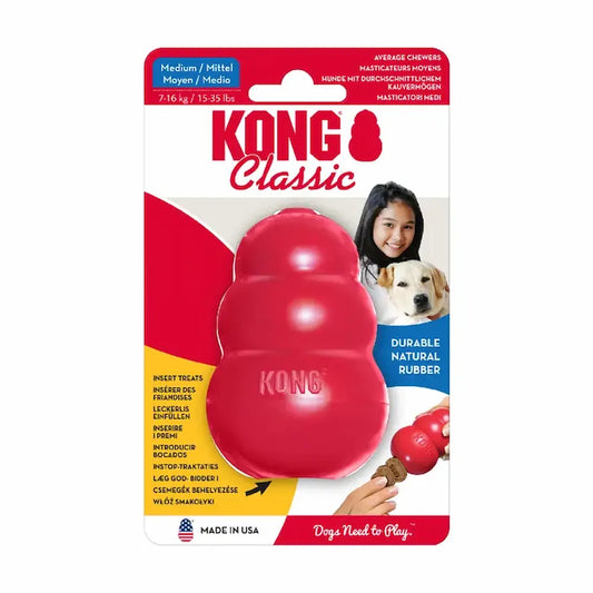 KONG Classic Medium Dog Toy durable rubber chew toy red UK