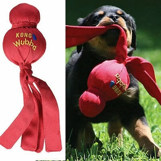 Red KONG Wubba dog toy for tug and fetch play – durable chew toy for dogs
